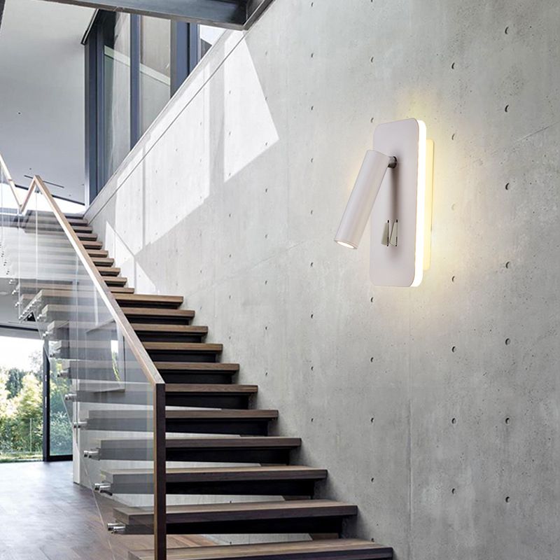 Luces de 2 luces rectangulares apliques de pared moderna luces de lectura montadas en la pared de metal