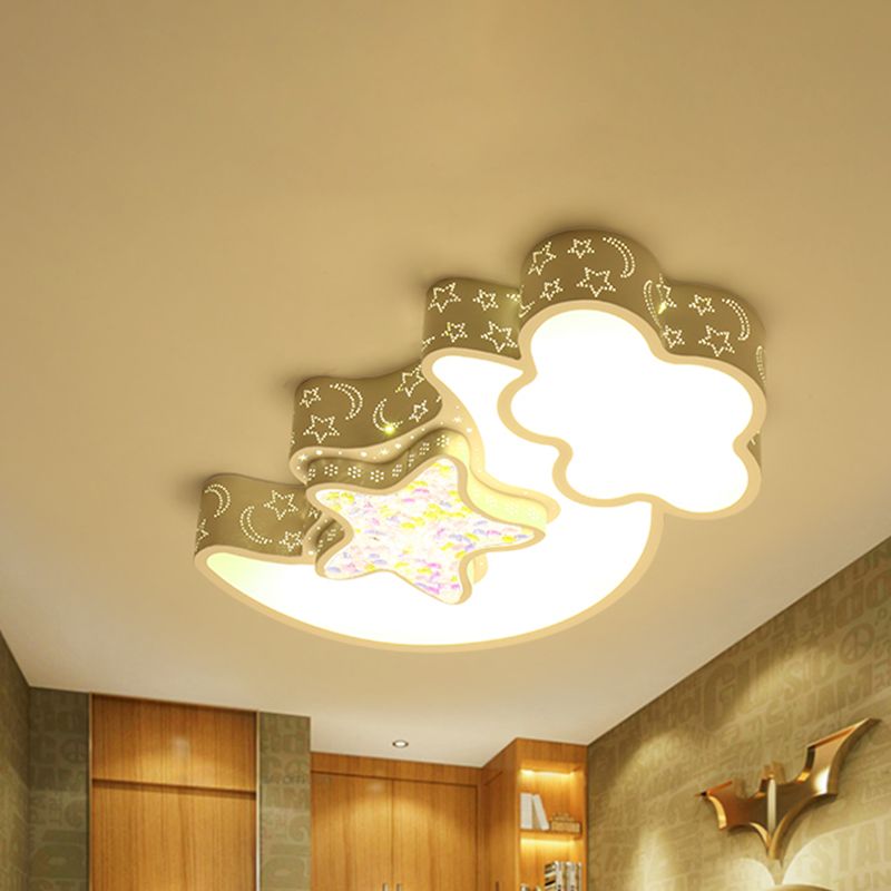 Acrylic Starry Sky Flush Light Fixture Nordic LED Flush Mounted Lamp in White/Pink/Blue for Child Bedroom