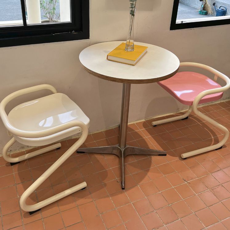 Metal Frame Dining Side Chair Modern Indoor Plastic Backless Chair