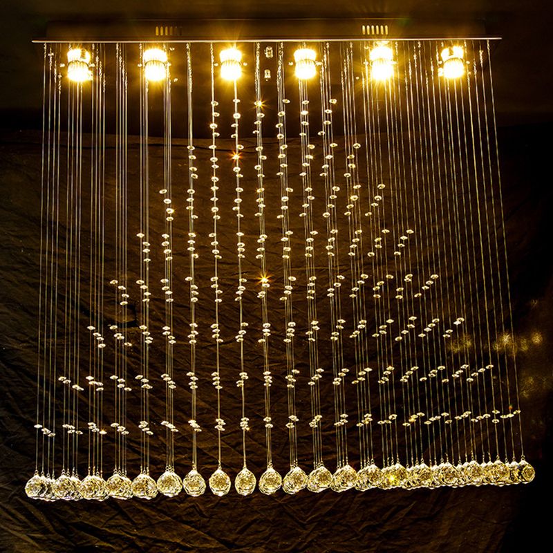 Cristal de la bola de cristal de la luz del techo de la luz contemporánea 6 luces de montaje a ras de níquel