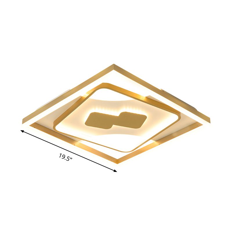 Goldene Rhombus-Unterputzlampe, moderne goldene 16"/19,5" LED-Deckenbeleuchtung in warmem/weißem Licht