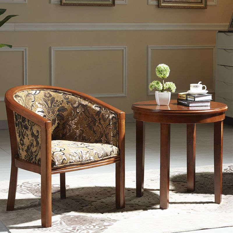 Brown Solid Wood Frame Dining Arm Chair Indoor Upholstered Arm Chair