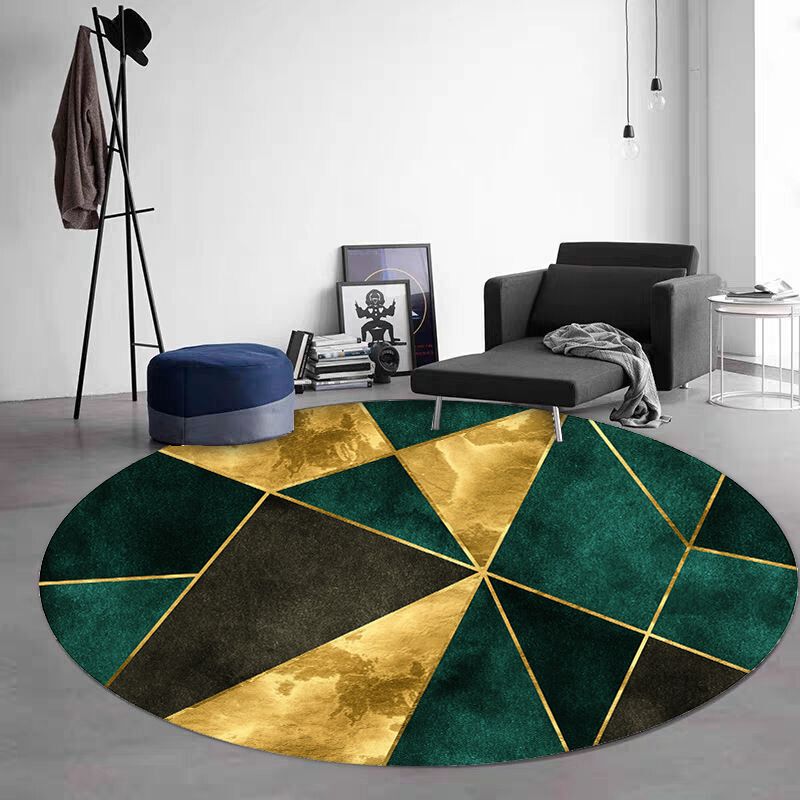 Green Black Graphic Rug Polyester Modern Rug Non-Slip Backing Rug for Living Room