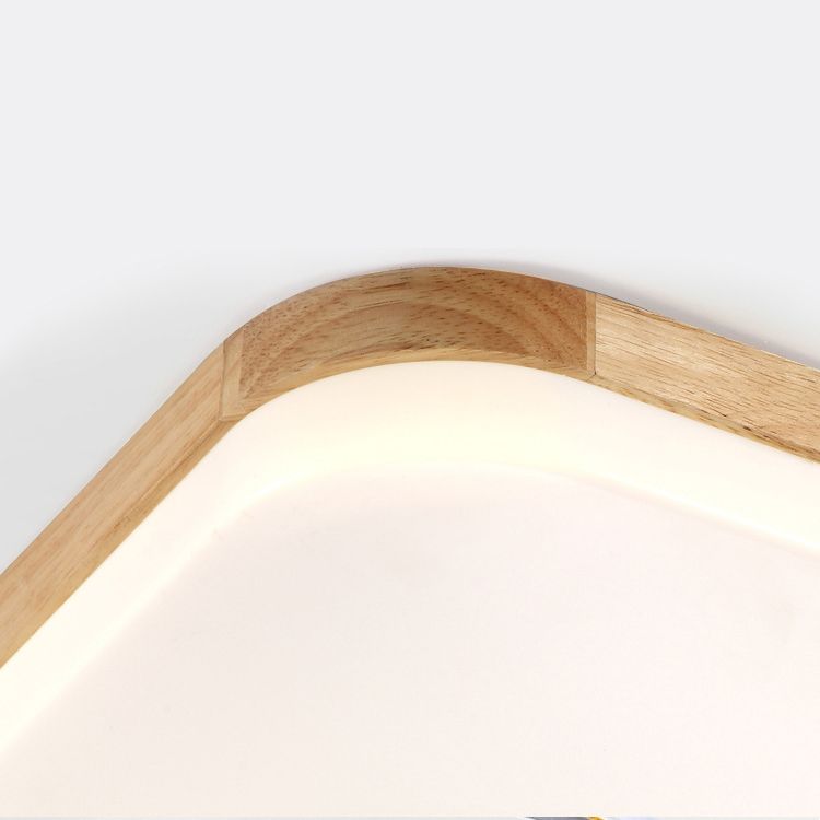 Geometry Shape LED Ceiling Lamp Modern Wooden 1 Light Flush Mount for Living Room