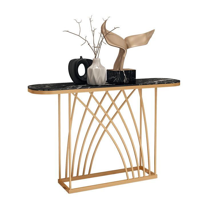 11.81" W Glam Oval Console Accent Table Antique Finish Console Sofa Table
