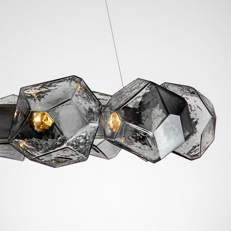 Postmodern Style Chandelier Multi Head Hanging Light with Glass Shade for Dining Room