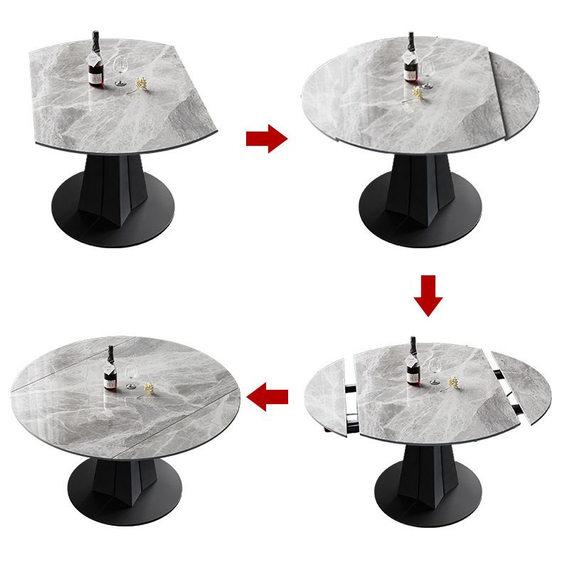 Modern Kitchen Dining Room Set with Sintered Stone Top and Black Base Dining Furniture