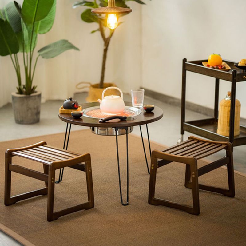 Contemporary Style Round Patio Table in Brown and Black for Home