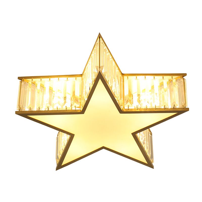 Lustre en cuivre et or style colonial Vintage Crystal Star 4 lumières encastré chambre à coucher