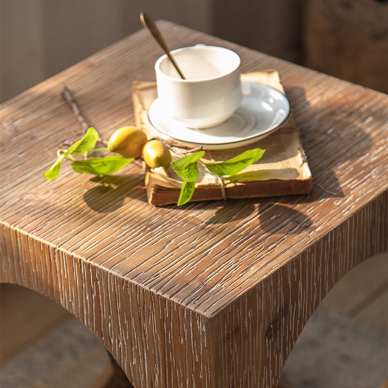 Rustic Walnut Living Room Distressed Solid Wood Sofa Accent Side Table