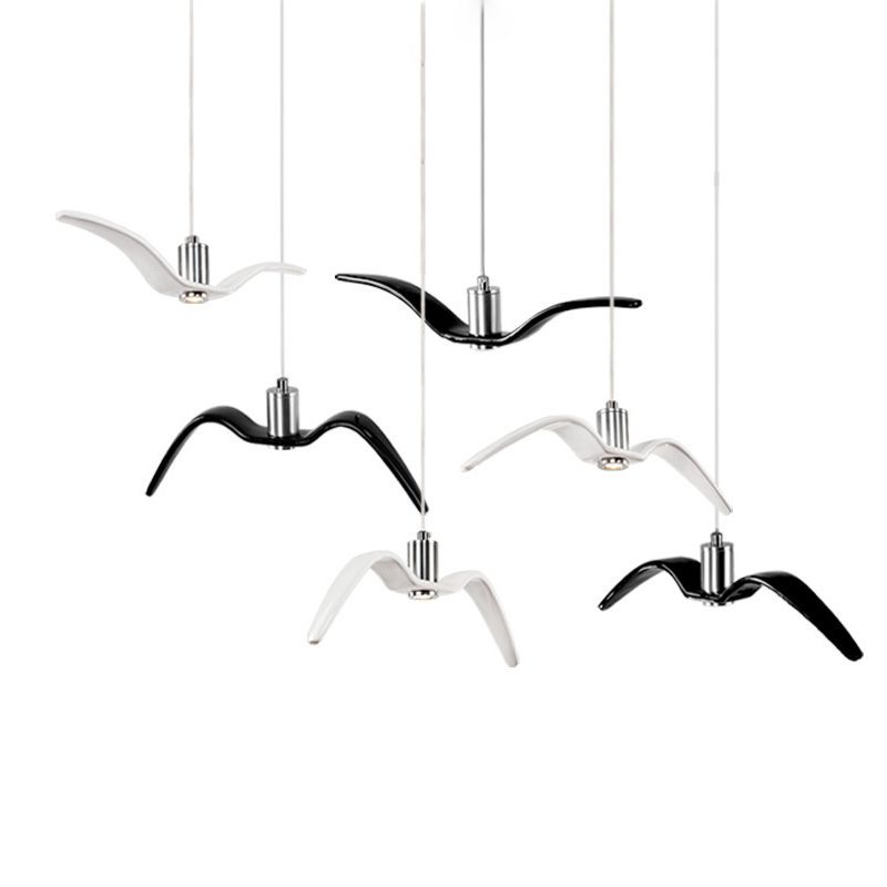 Nordic Artistic Seagull Pendant lampe à manger résine LED Hanging Light Kit