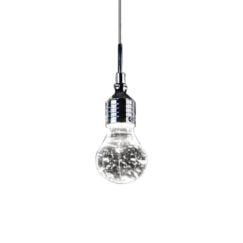 Luz de techo colgante en forma de bombilla metal contemporáneo y luz de cristal de burbujas transparente luz colgante de colgantes en luz cálida/blanca