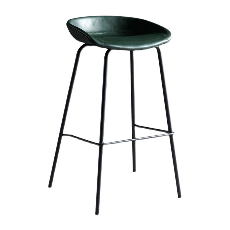 Contemporary Metal Barstool Leather Fabric Counter Stool with 4 Legs