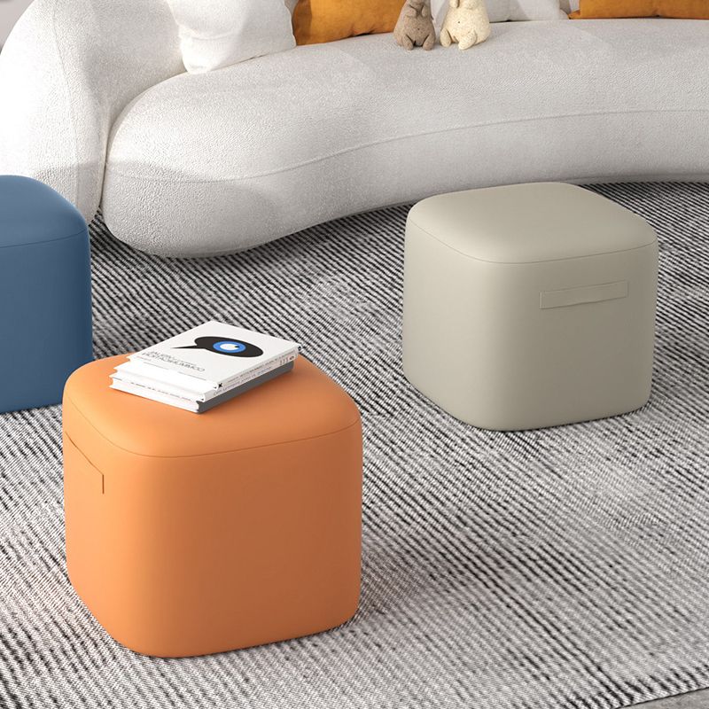 Trendy Square Leather Ottoman Plain Waterproof Indoor Foot Cube Ottoman Stool