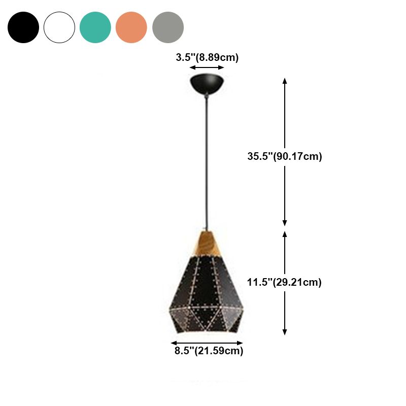 Macaron Metal Diamond Drop Lamp 1-Light Dining Room Pendant Light Fixture