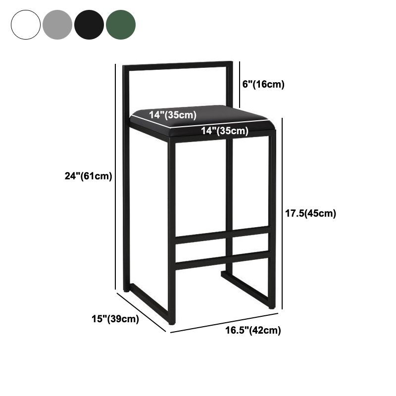 Modern Armless Backrest Counter Stool Iron Kitchen Bar Stool with Cushion and Pedal