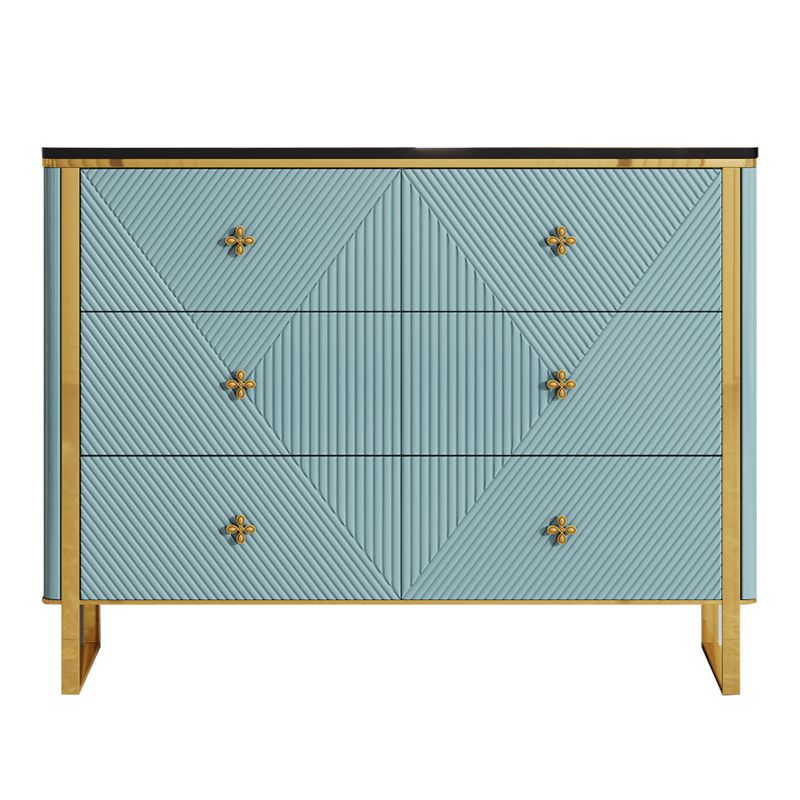 Glam Horizontal Double Dresser Stone Storage Chest Dresser for Bedroom