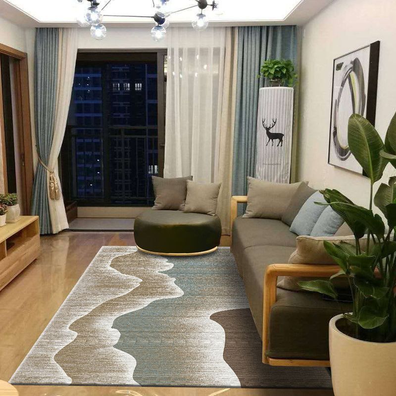 Novel Sketch Effect Geometric Rug Multi-Color Modern Carpet Polyester Stain Resistant Pet Friendly Anti-Slip Rug for Room