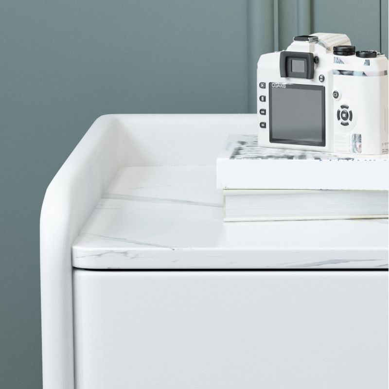 Modern 20 Inch H Night Table Stone Top 2-Drawer Storage Nightstand with Legs