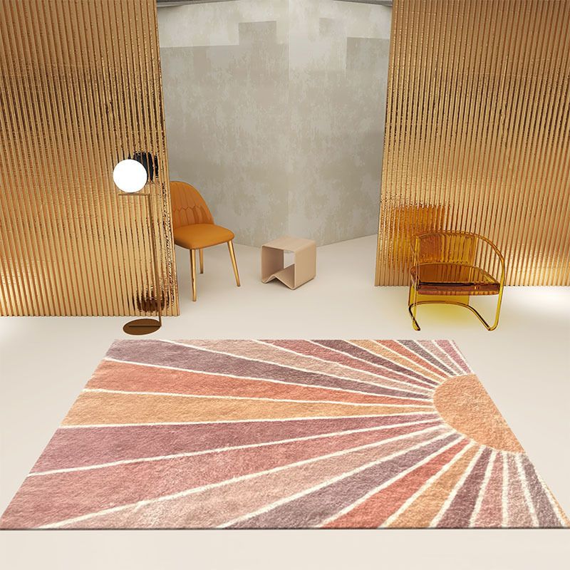 Beige Modern Rug Polyester Circle Rug Non-Slip Backing Rug for Home Decoration