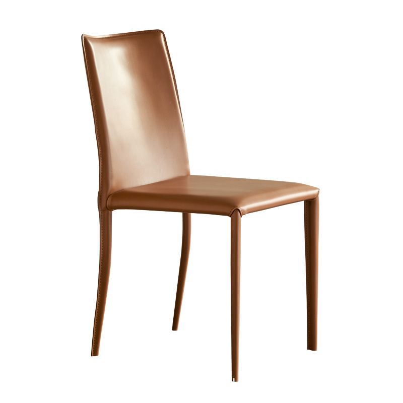 Modern Leather Side Chair Solid Back Dining Chair for Dining Room