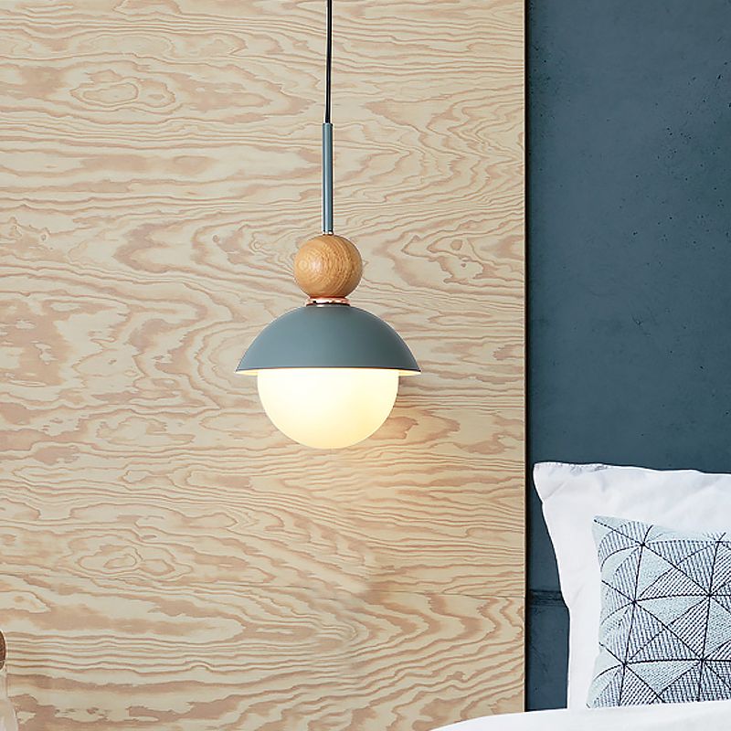 Sunny Doll Shape Hanging Light Macaron Metallic 1 Bulb Dining Room Suspension Lamp in Pink/Light Blue