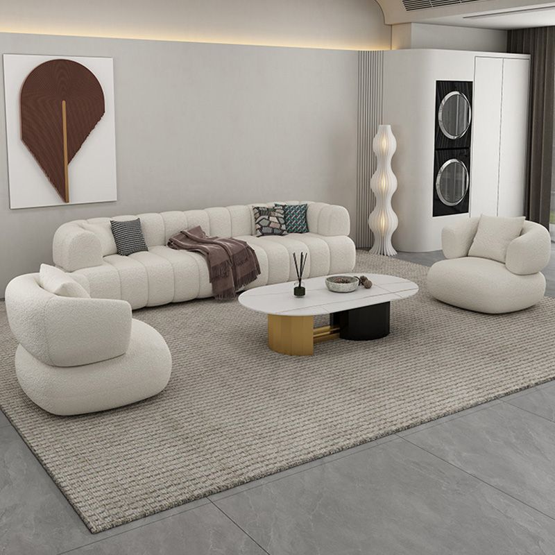 31" Wide Contemporary Sofa Fabric Pillows White Stationary Seating