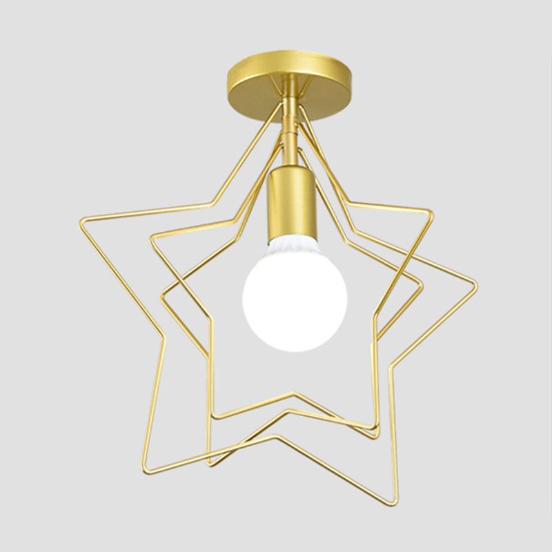 Nordic Style Iron Ceiling Light Geometry Shape 1 Light Ceiling Lamp for Bedroom