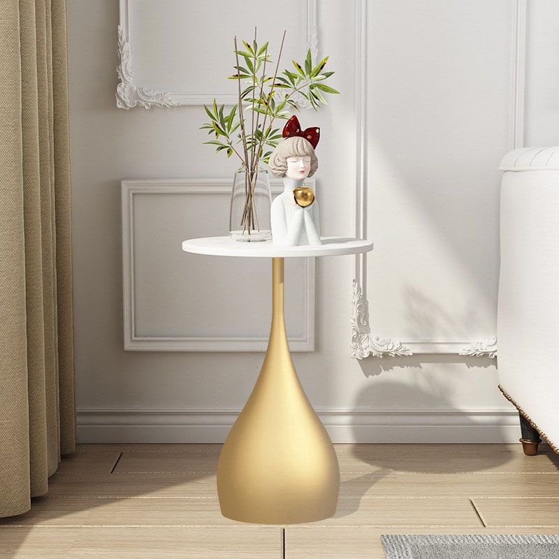 Contemporary Style Round Side End Table Metal Pedestal Sofa Side Accent Table