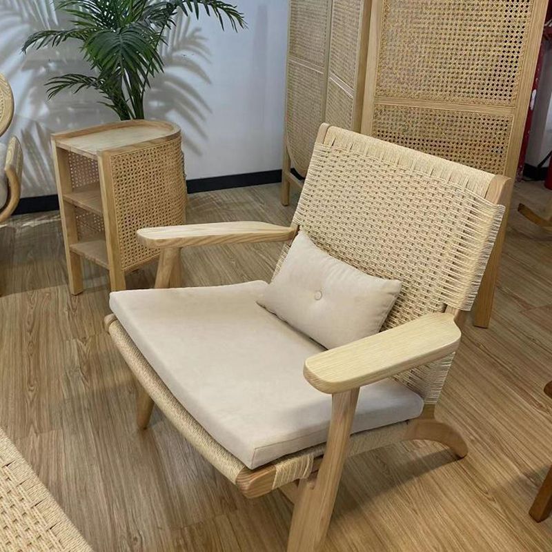 Scandinavian Wood Accent Armchair Solid Wood Frame Accent Armchair