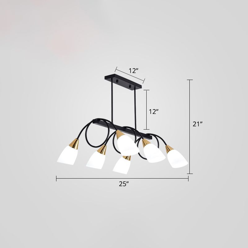 Tulip Shade Island Lamp Contemporary Milk Glass Restaurant Pendant Light Fixture