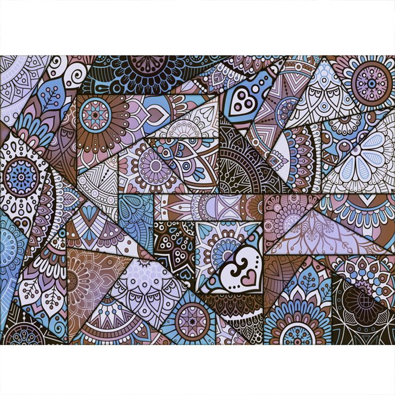 Tapis à imprimé en mosaïque à fleurs multicolo