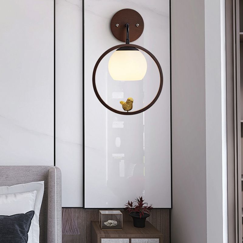 Modern Simple Wall Light Circle Shape Wall Lamp with Glass Shade for Bedroom