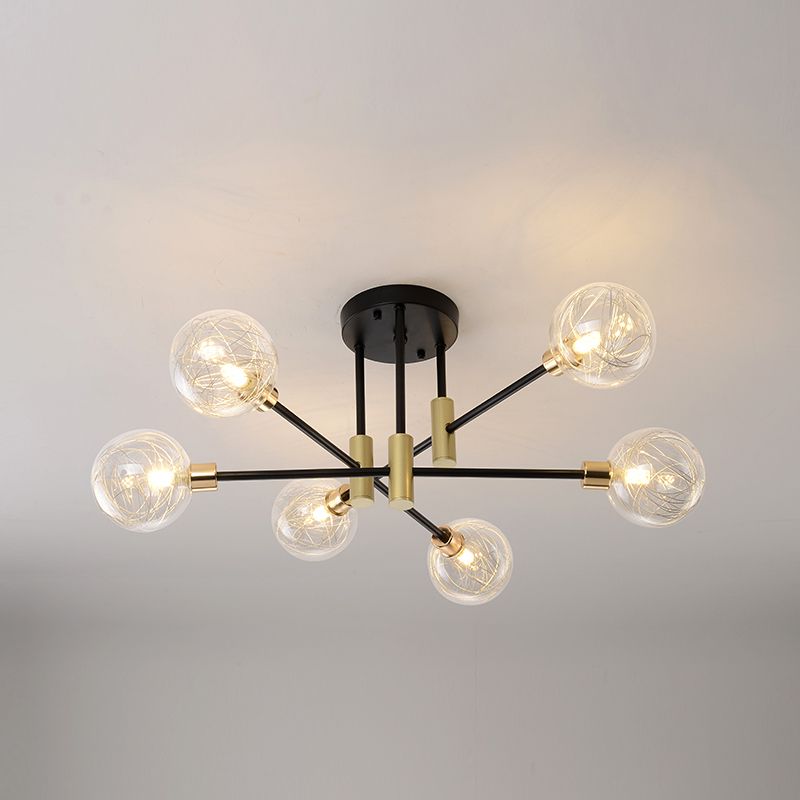 Contemporary Sphere Flush Light Fixture Glass Flush Mount Lights in Black