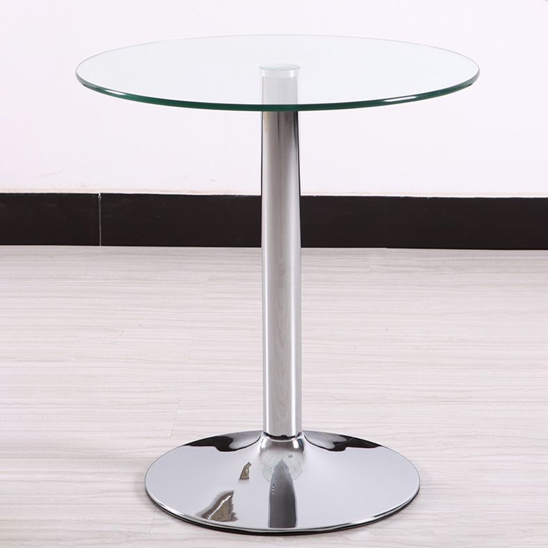 Moderne ronde eettafel van gehard glas met tulponderstel voor eetkamer