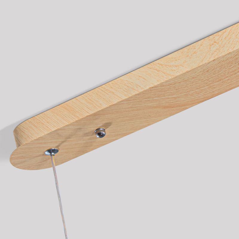 2-Light Modern Beige Island Lighting Wooden LED Ceiling Light for Dining Room