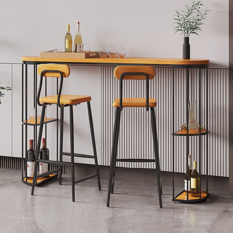 Modern Wood Counter Table 1/3 Pieces Bar Table Set with High Stools for Living Room