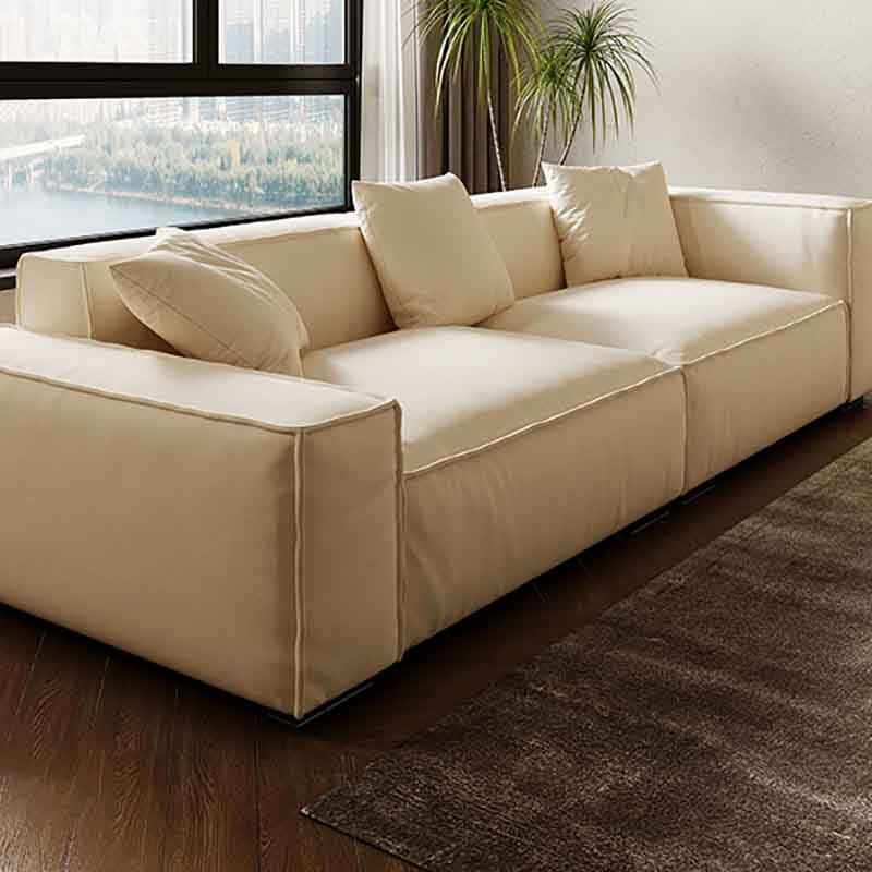 Tight Back Faux Leather Square Arm Sofa with Stain Resistant and Wear Resistance
