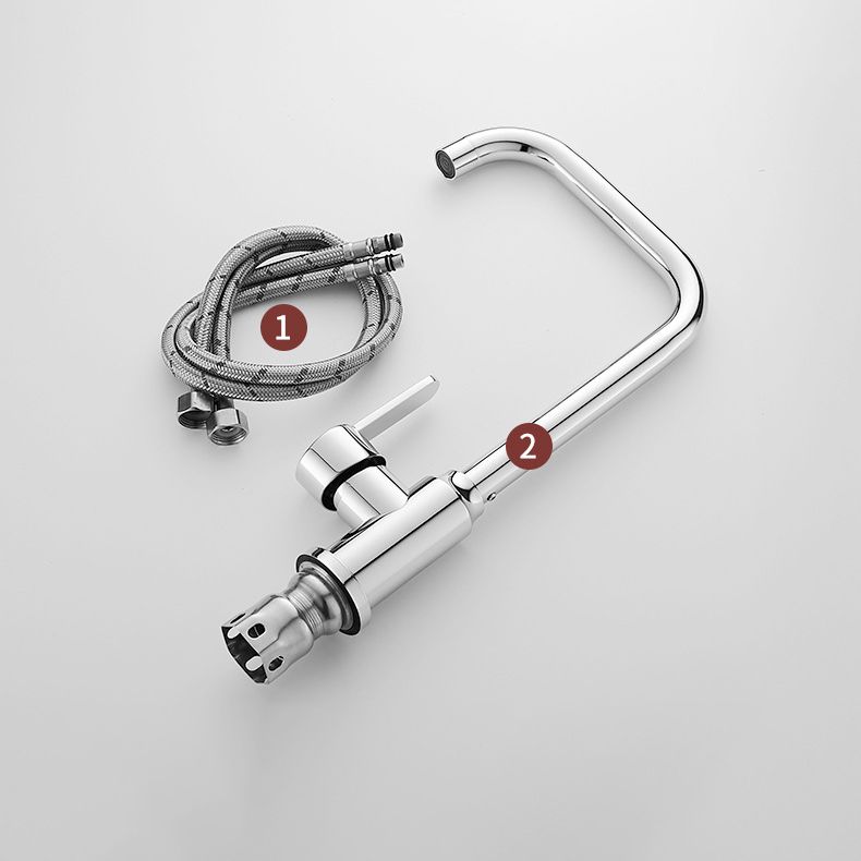 Modern Bridge Faucet Stainless Steel with Handles and Supply Lines Kitchen Sink Faucet