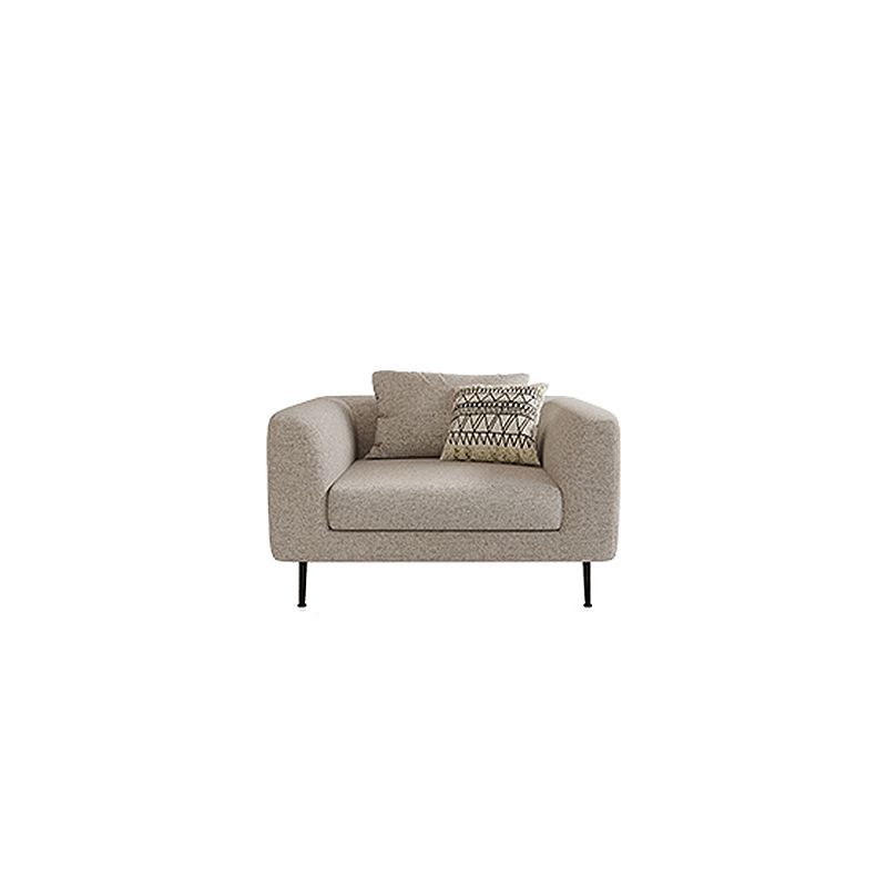 Modern Cotton Square Arm Sofa Pillow Back Settee for Living Room