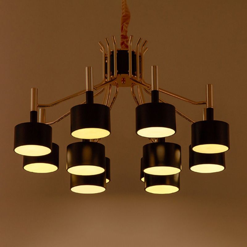 Drum Shade Chandelier Light Post-modern Metal Living Room Suspended Lighting
