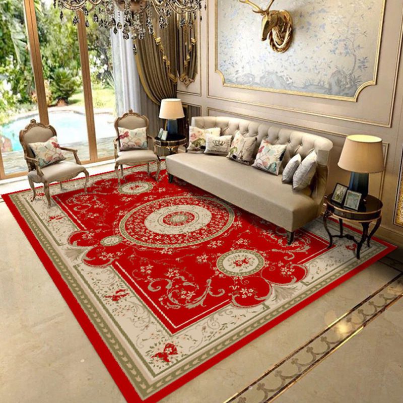 Fancy Chinoiserie Rug Multi Color Floral Area Carpet Non-Slip Backing Stain Resistant Pet Friendly Rug for Living Room