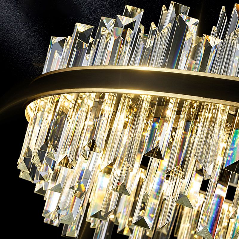 Metal Contemporary Pendant Light with Crystal Shade for Living Room