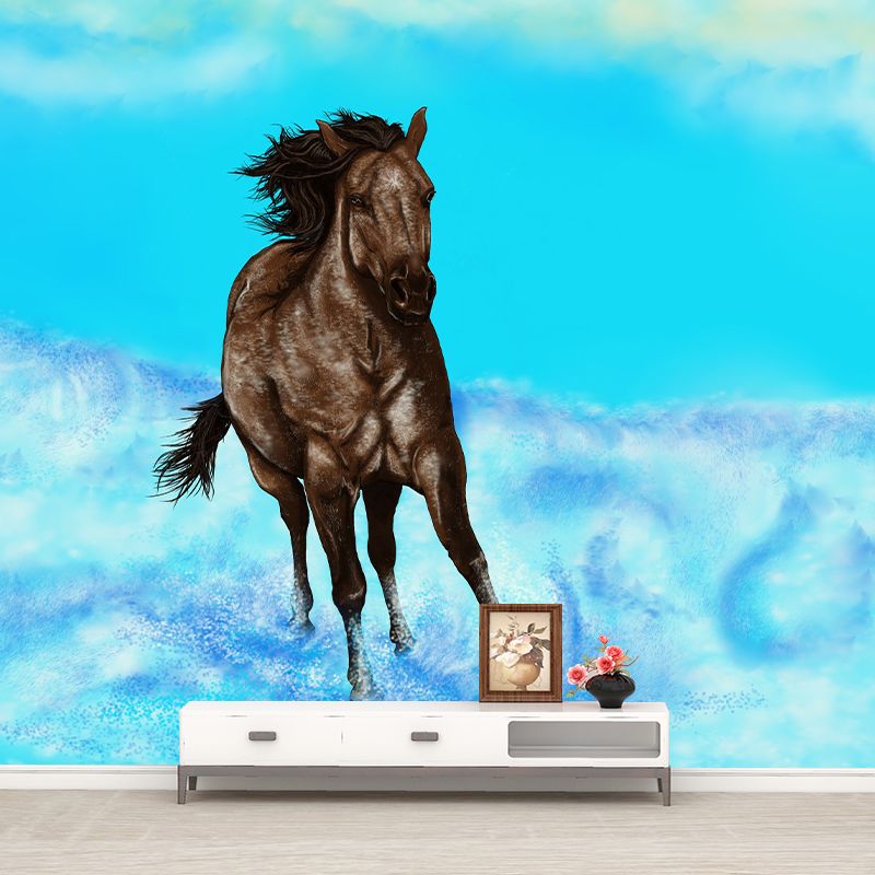 Illustration Style Horse Removable Wall Mural for Living Room Bedroom, Waterproofing