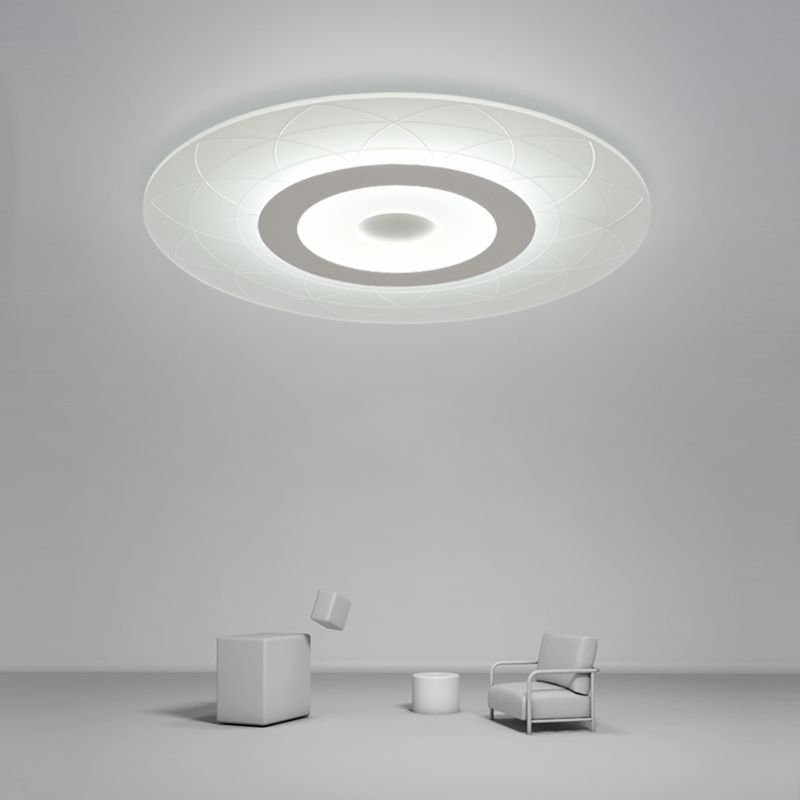 Witte ultradunne inbouwplafondlamp Minimalisme Acryl LED-inbouwlamp met bloemmotief