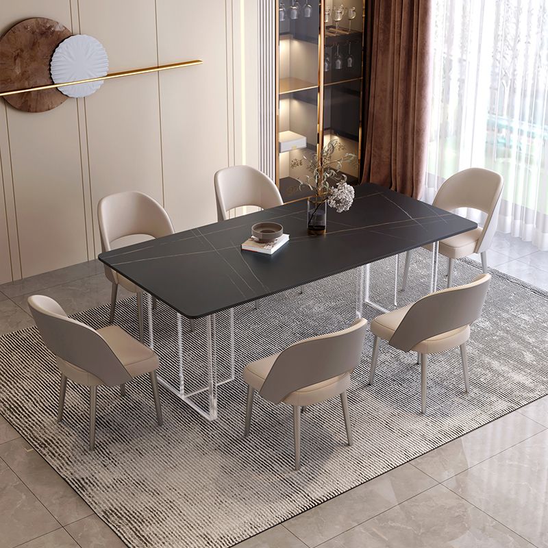Modern Rectangle Stone Dining Table 1/7 Pieces Dining Set for Dining Room