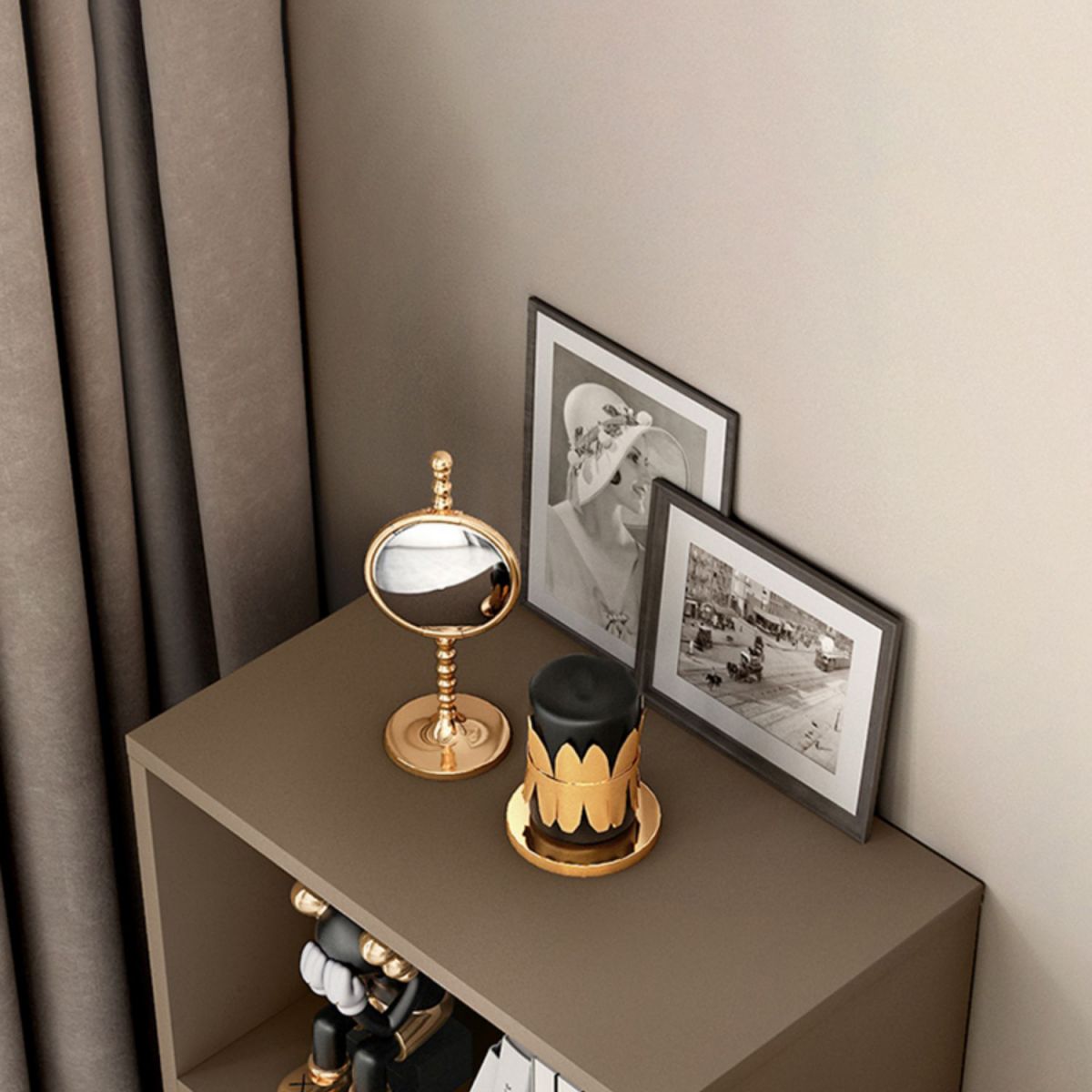 Rectangle Closed Back Bookcase Modern Wooden Bookshelf with Drawers