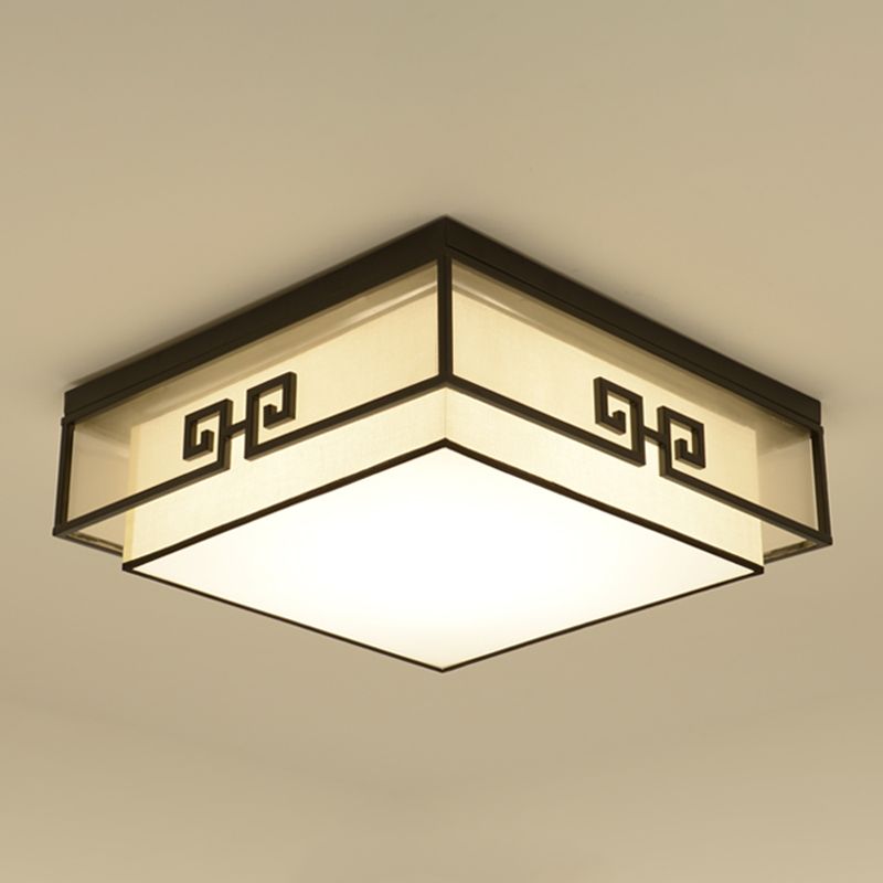 Fabric Geometric Shape Flush Mount Light Modern Multi Lights Flush Mount Fixture in Balck