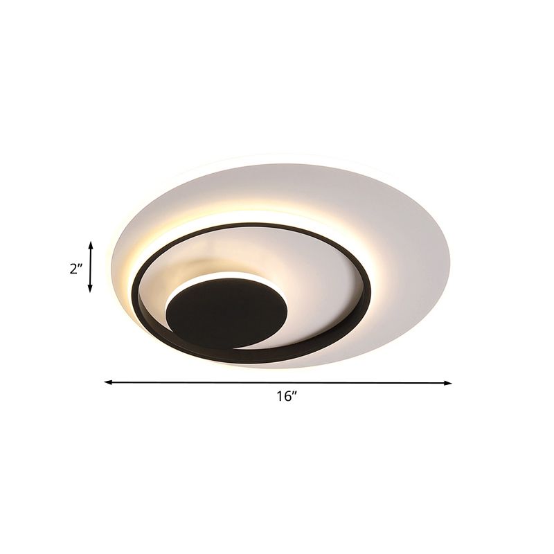Acrylic Circle Ceiling Flush Minimalist White and Black LED Flush Mount Lighting in White/Warm Light, 16"/19.5" Wide