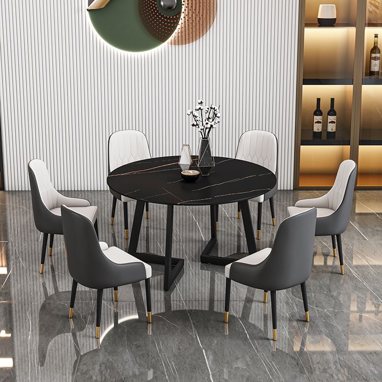 Tavolo da pranzo in pietra sinterizzato glam tavolo da pranzo da cucina standard con doppia base di piedistallo